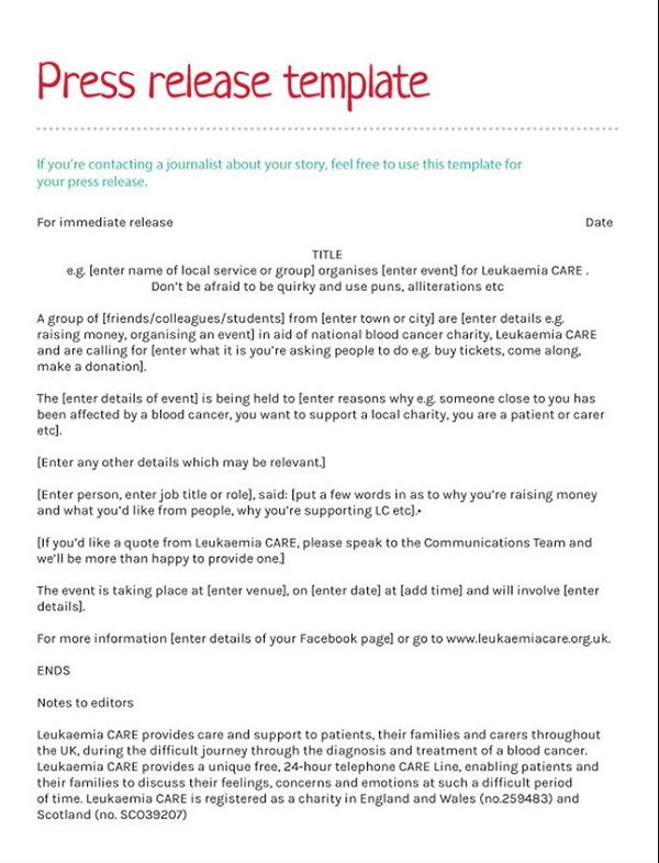 Press Release Format Sample 11 Press Release Format Sample 11