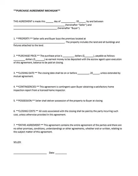 Purchase Agreement Michigan result Purchase Agreement Michigan result