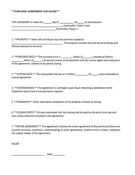 Purchase Agreement for House result Purchase Agreement for House result