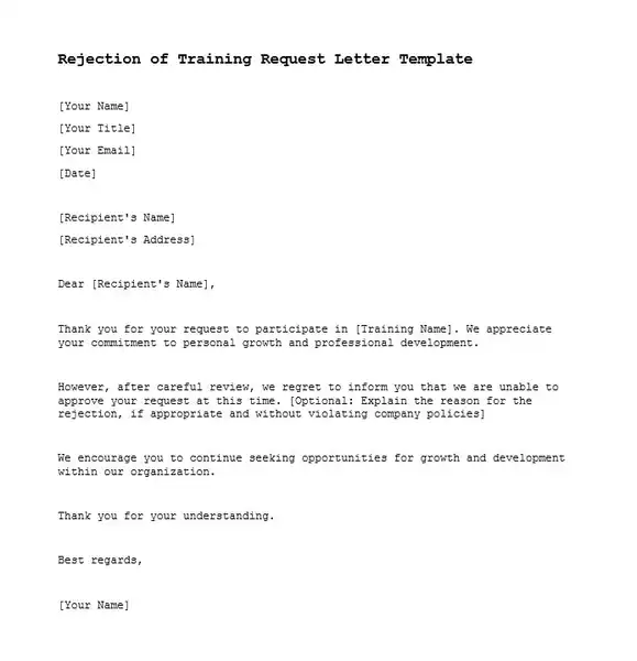Rejection of Training Request Letter Template min 579 600