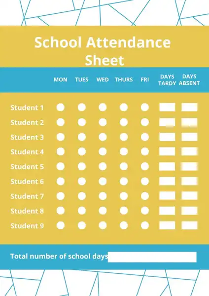 School attendance sheet template 424 600