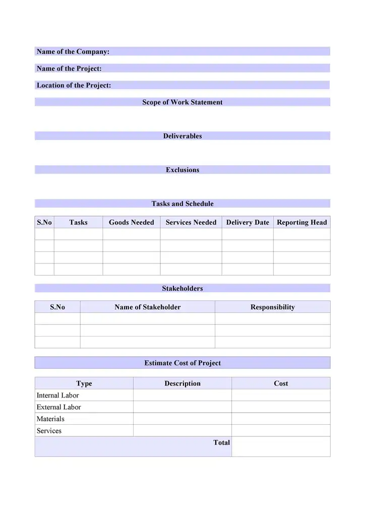 Scope of work template excel 724 1024