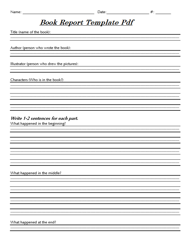 book report template pdf