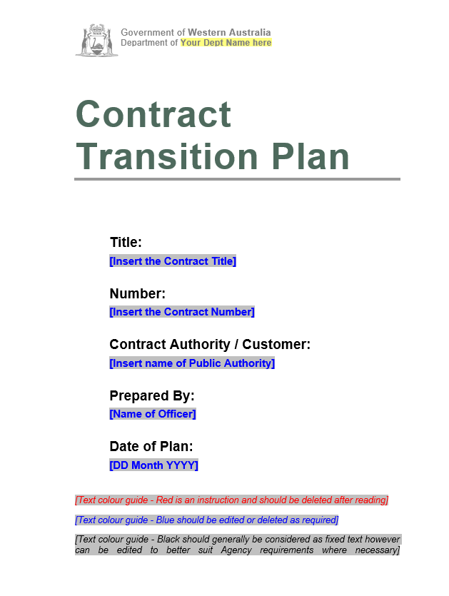 contract transition plan template