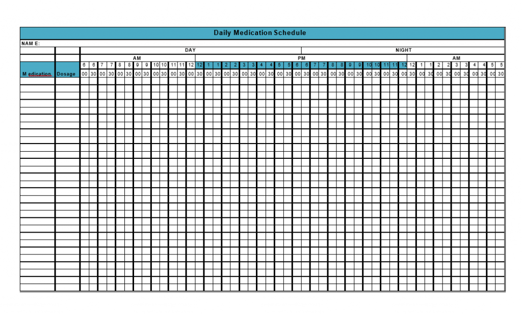 daily medication schedule template