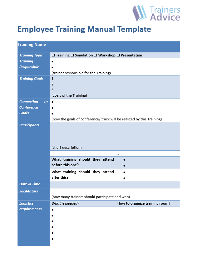 employee training manual template