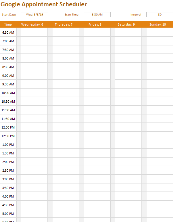 google appointment scheduler - Appointment Schedule Template Word