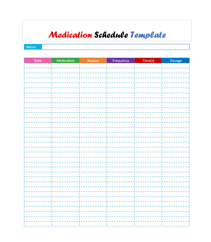 medication schedule template
