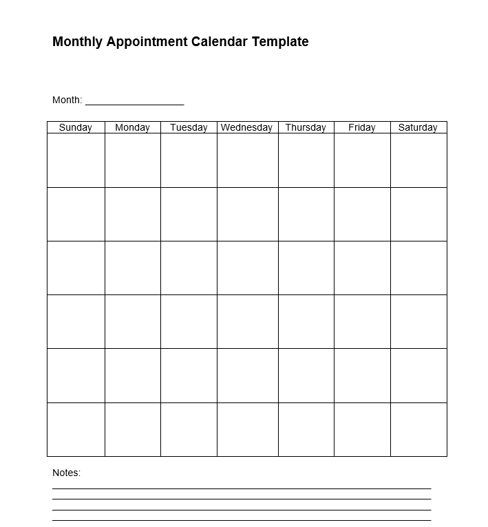 monthly appointment calendar template - Appointment Schedule Template Word