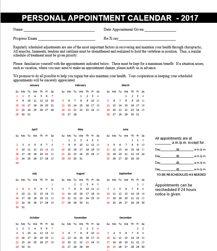 personal appointment calendar - Appointment Schedule Template Word