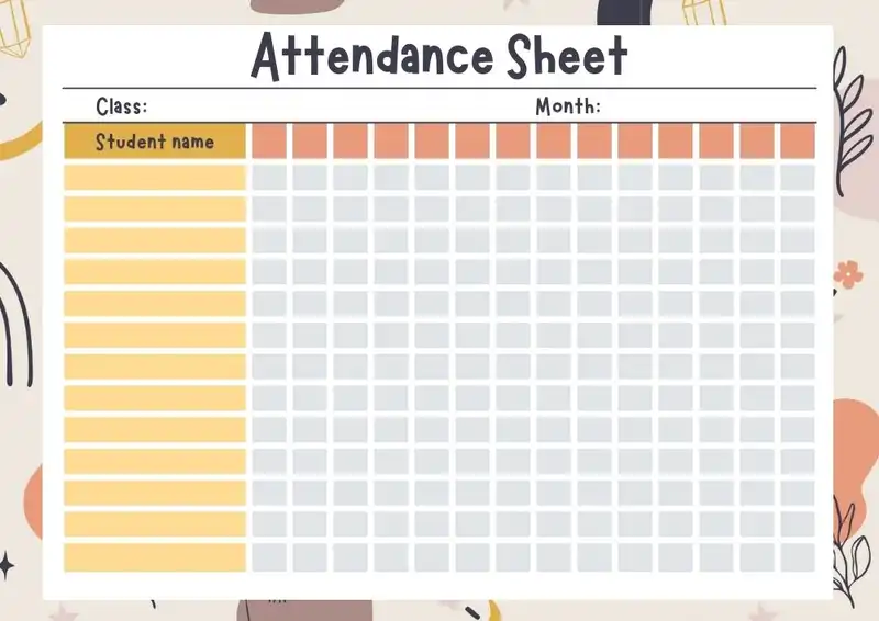 printable attendance sheet template 800 566