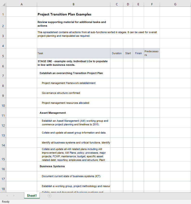 project transition plan examples
