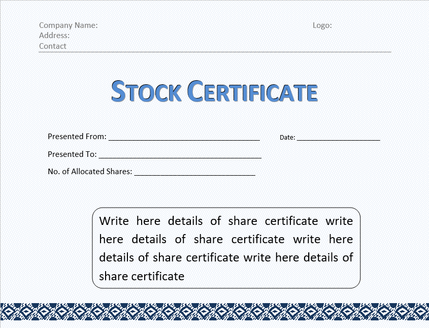stock certificate format in word