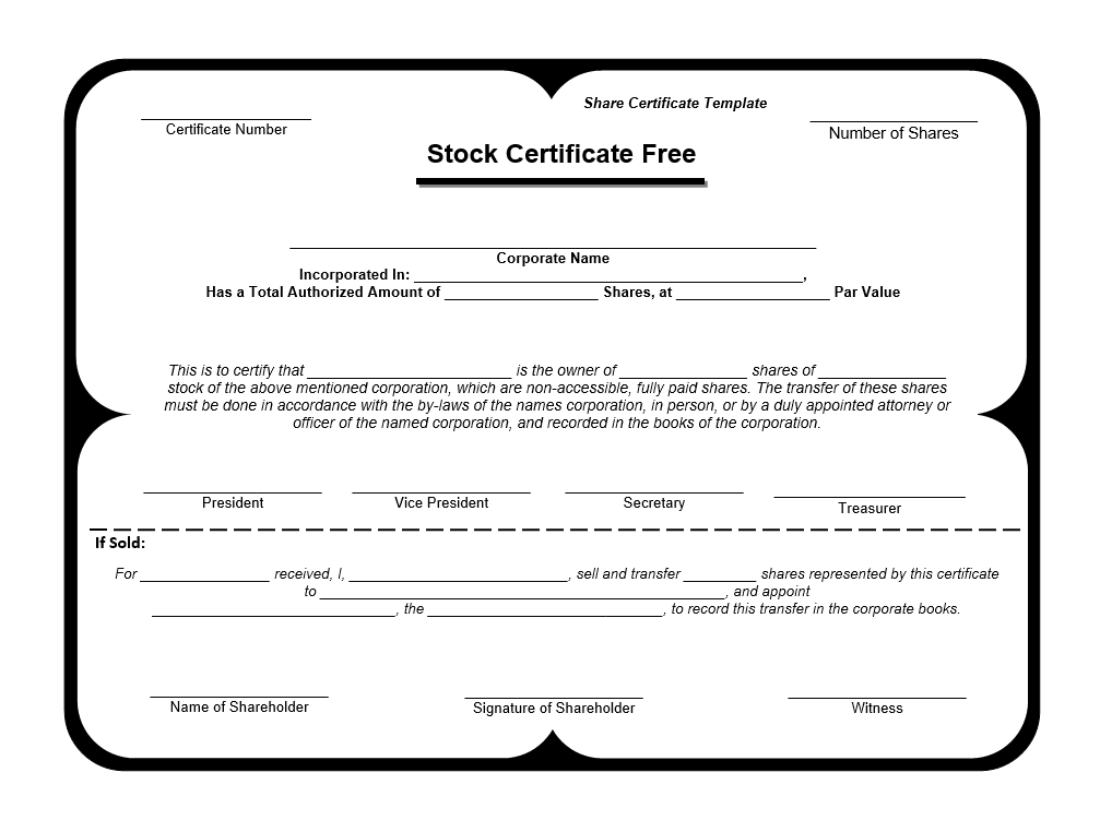 stock certificate template free