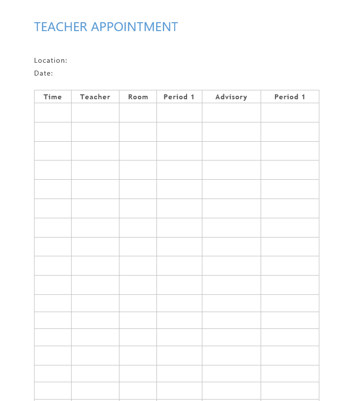 teacher appointment - Appointment Schedule Template Word
