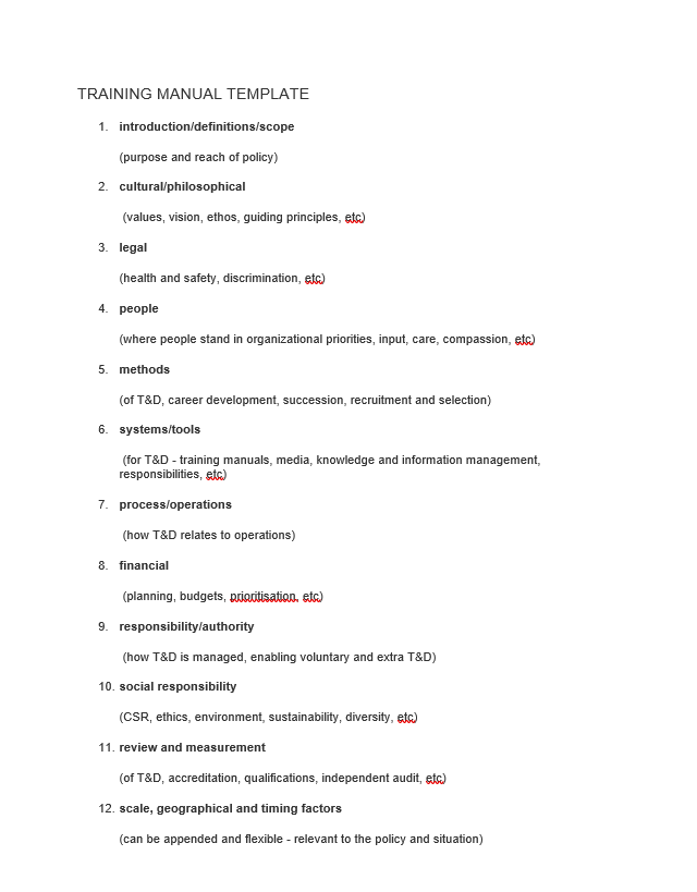 training manual template