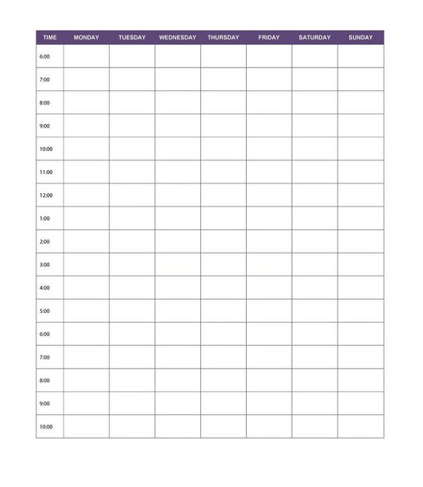 Daily schedule template cute