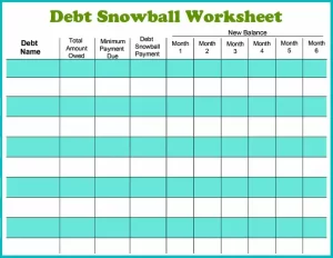 Debt snowball worksheet free 07 776 600