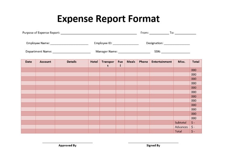Expense Report Template Free Download min