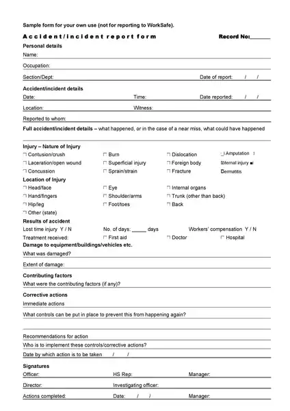 Sample Incident Report Template 01