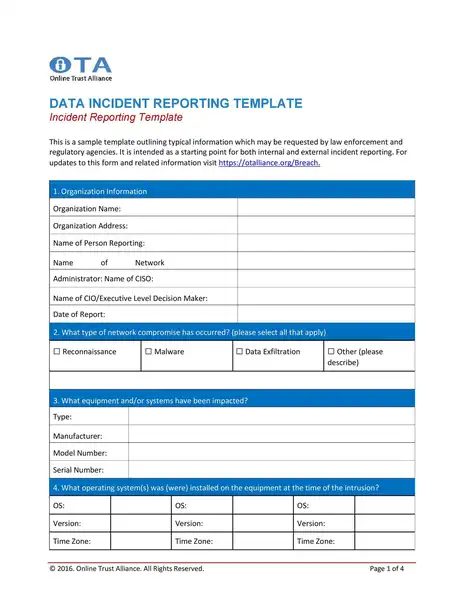 Sample Incident Report Template 03