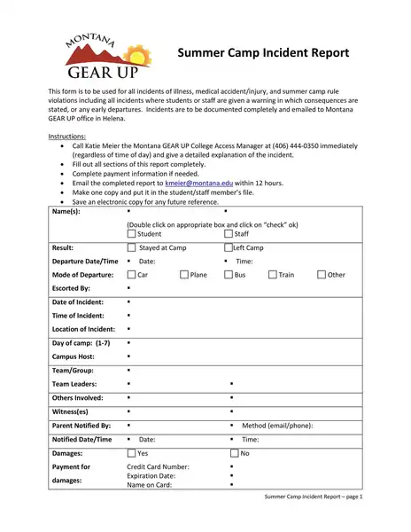 Sample Incident Report Template 10