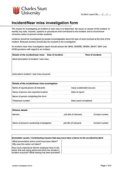 Sample Incident Report Template 11