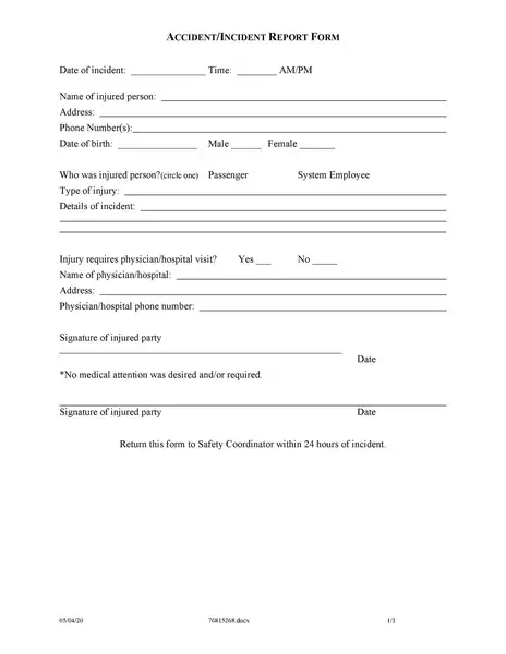 Sample Incident Report Template 15