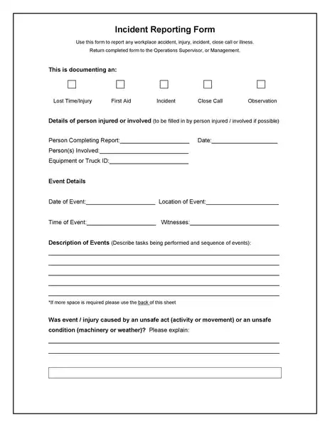 Sample Incident Report Template 16