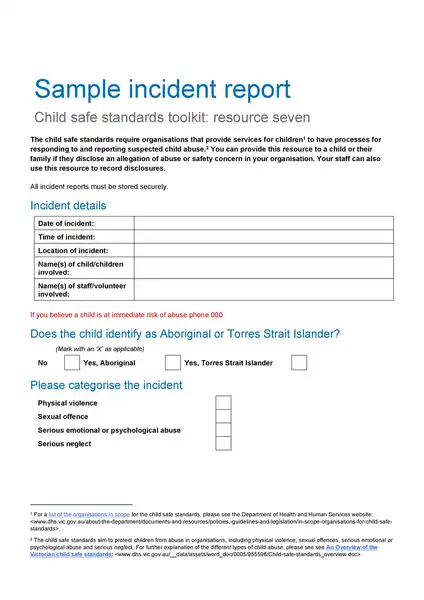 Sample Incident Report Template 18