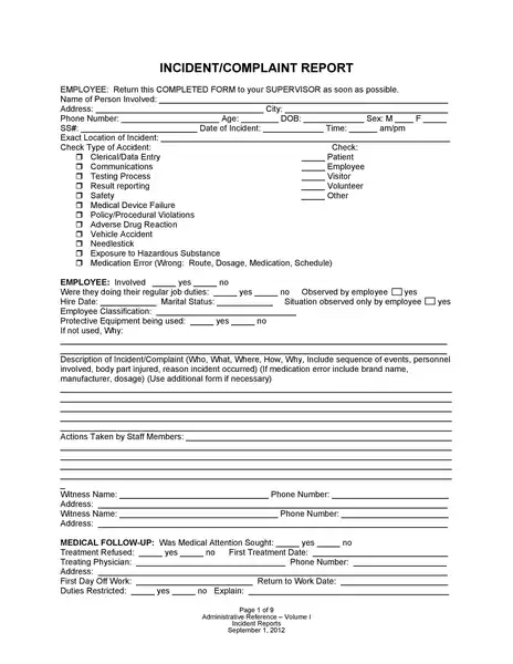 Sample Incident Report Template 21