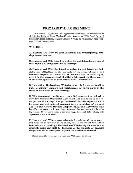 Simple Prenuptial Agreement Template By State 10