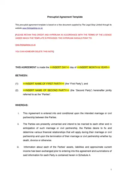 Simple Prenuptial Agreement Template By State 17