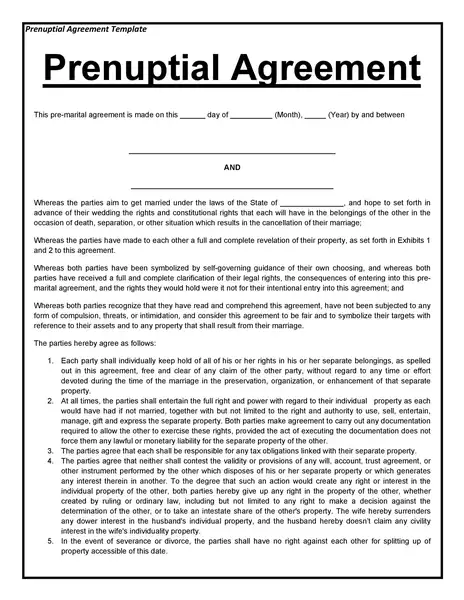 Simple Prenuptial Agreement Template By State 18