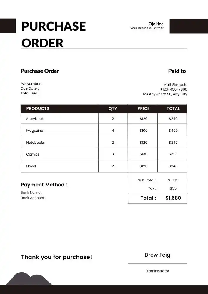 examples of purchase order templates 09