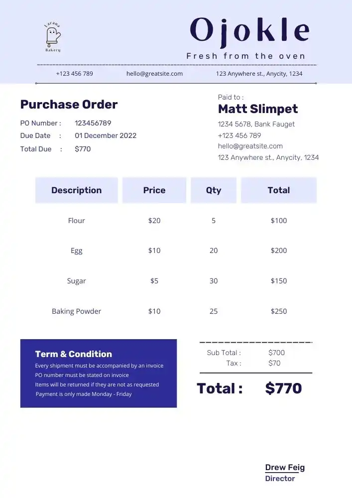 examples of purchase order templates 12