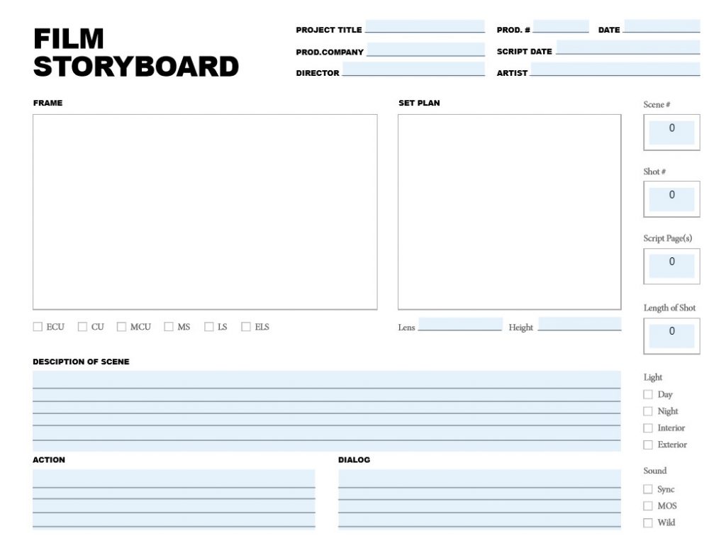 film storyboard template