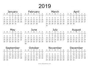 2019 calendar template pdf