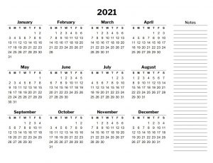 2021 calendar template with holidays
