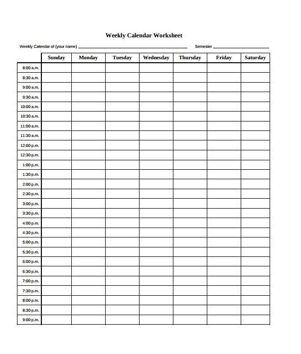 10+ Amazing Weekly Calendar Template With Times (Office And Home Needs ...