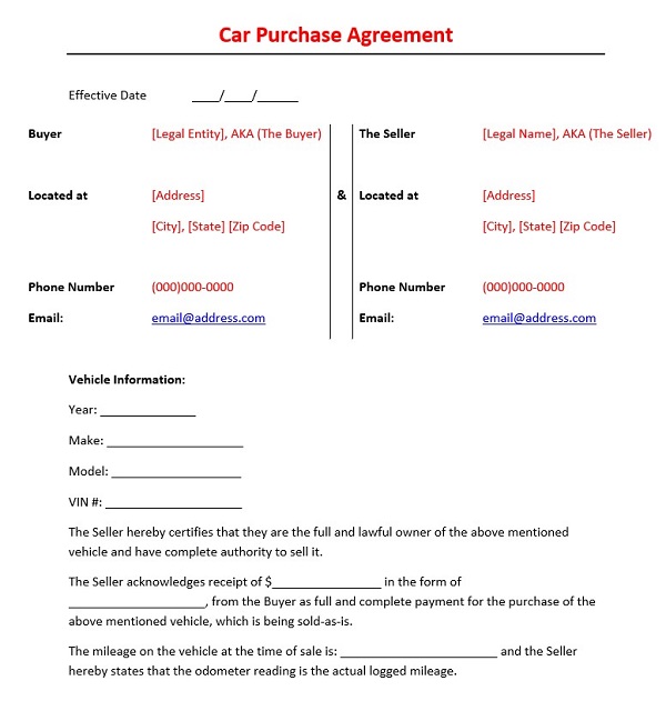 Car Purchase Agreement