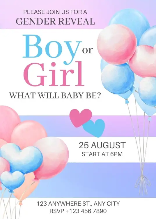 Free Printable Gender Reveal Invitations 01