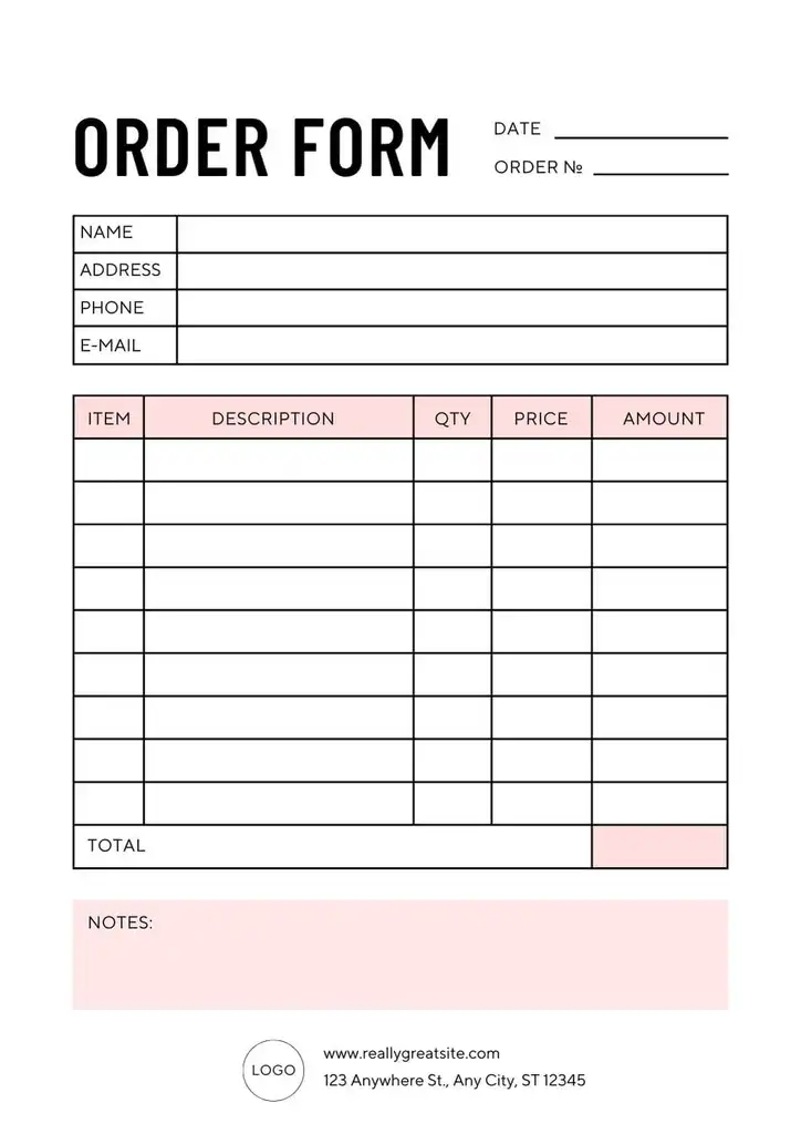 Free Sample Order Form Template 04