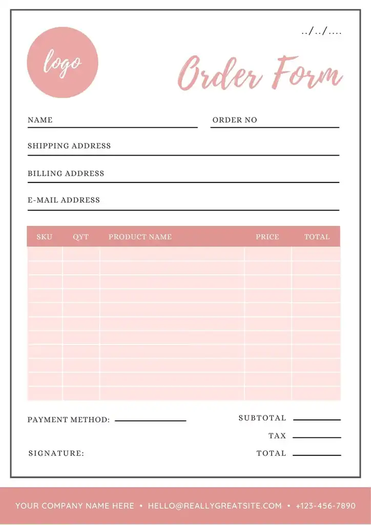 Free Sample Order Form Template 05