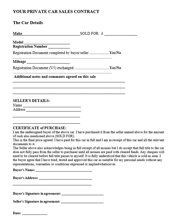 Private Vehicle Purchase Agreement Private Vehicle Purchase Agreement