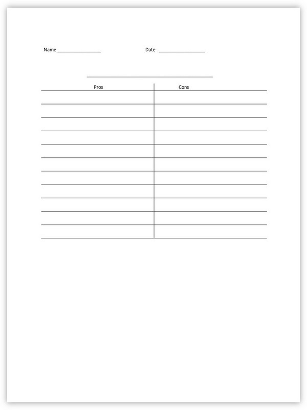 Pros and Cons List Template 11