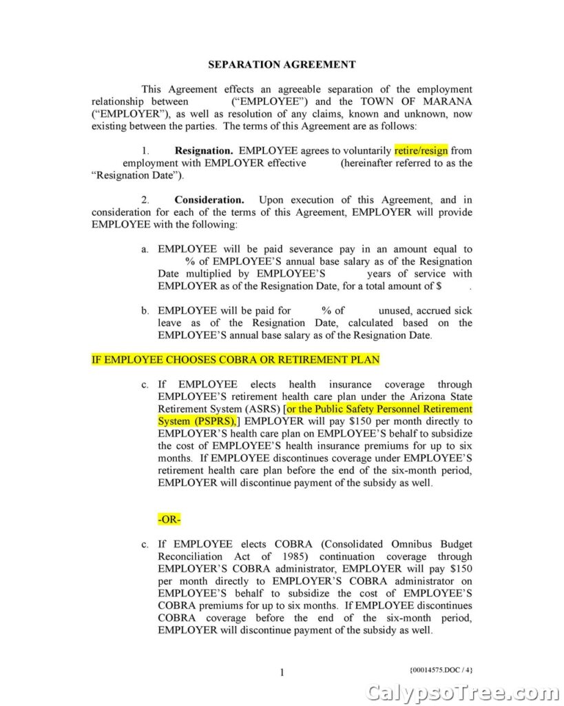 Separation Agreement Template 04