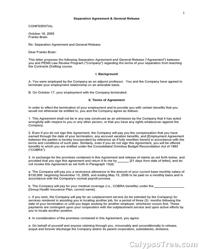 Separation Agreement Template 20