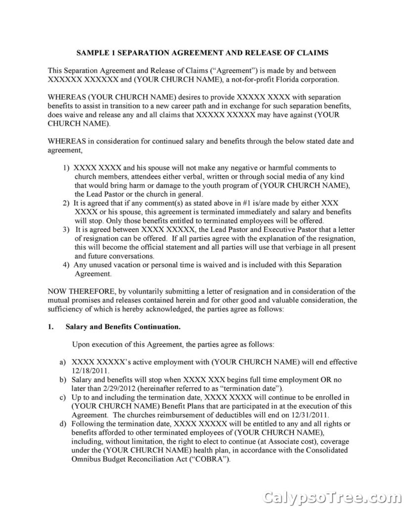 Separation Agreement Template 21