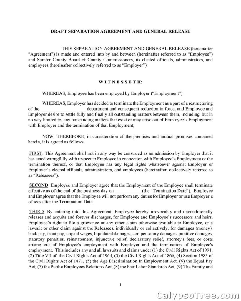 Separation Agreement Template 22